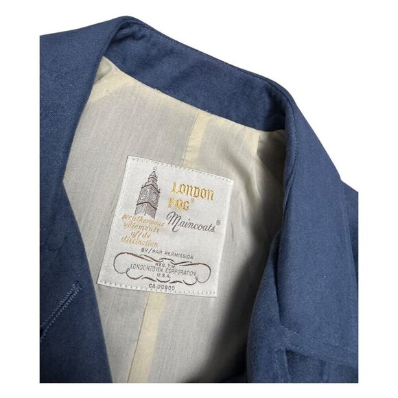 VINTAGE LONDON FOG Rainskins Blue Waterproof Rain Trench Coat Womens 16 - Picture 2 of 6